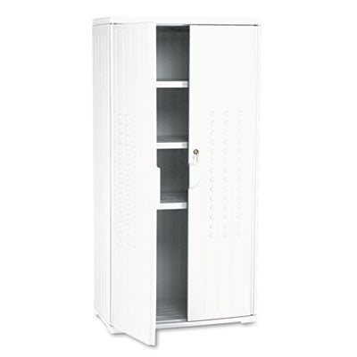 Rough n Ready Rough n Ready Durable Three-Shelf Storage Cabinet, Three-Shelf, 33w x 18d x 66h, Platinum, 33w x 18d x 66h, Platinum Flipcost Flipcost