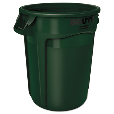 Rubbermaid Commercial Vented Round Brute Container, 32 gal, Plastic, Dark Green Flipcost Flipcost