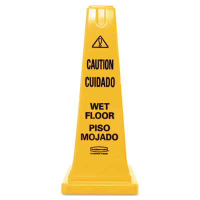Rubbermaid® Commercial Multilingual Wet Floor Safety Cone, 10.55 x 10.5 x 25.63, Yellow Flipcost Flipcost