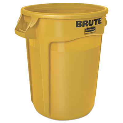 Rubbermaid® Commercial Vented Round Brute Container, 32 gal, Plastic, Yellow Flipcost Flipcost