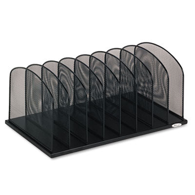 Safco® Onyx Mesh Desk Organizer with Upright Sections, 8 Sections, Letter to Legal Size Files, 19.5" x 11.5" x 8.25", Black Flipcost Flipcost