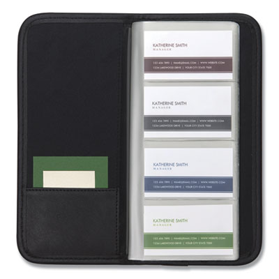 Samsill® Professional Vinyl Business Card File, Holds 160 2 x 3.5 Cards, 4.75 x 10.25, Black Flipcost Flipcost