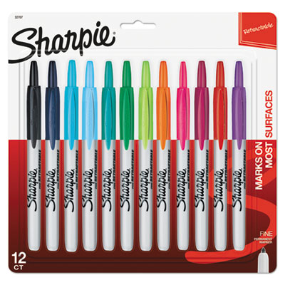 Sharpie® Retractable Permanent Marker, Fine Bullet Tip, Assorted Colors, 12/Set Flipcost Flipcost