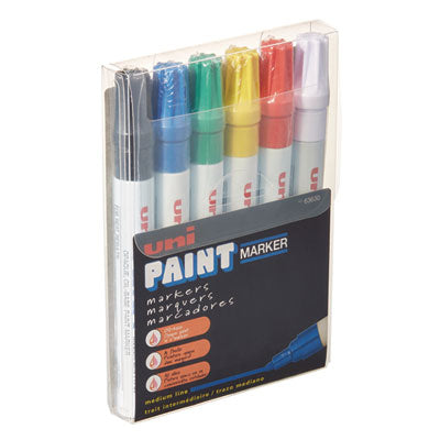 uni®-Paint Permanent Marker, Medium Bullet Tip, Assorted Colors, 6/Set Flipcost Flipcost