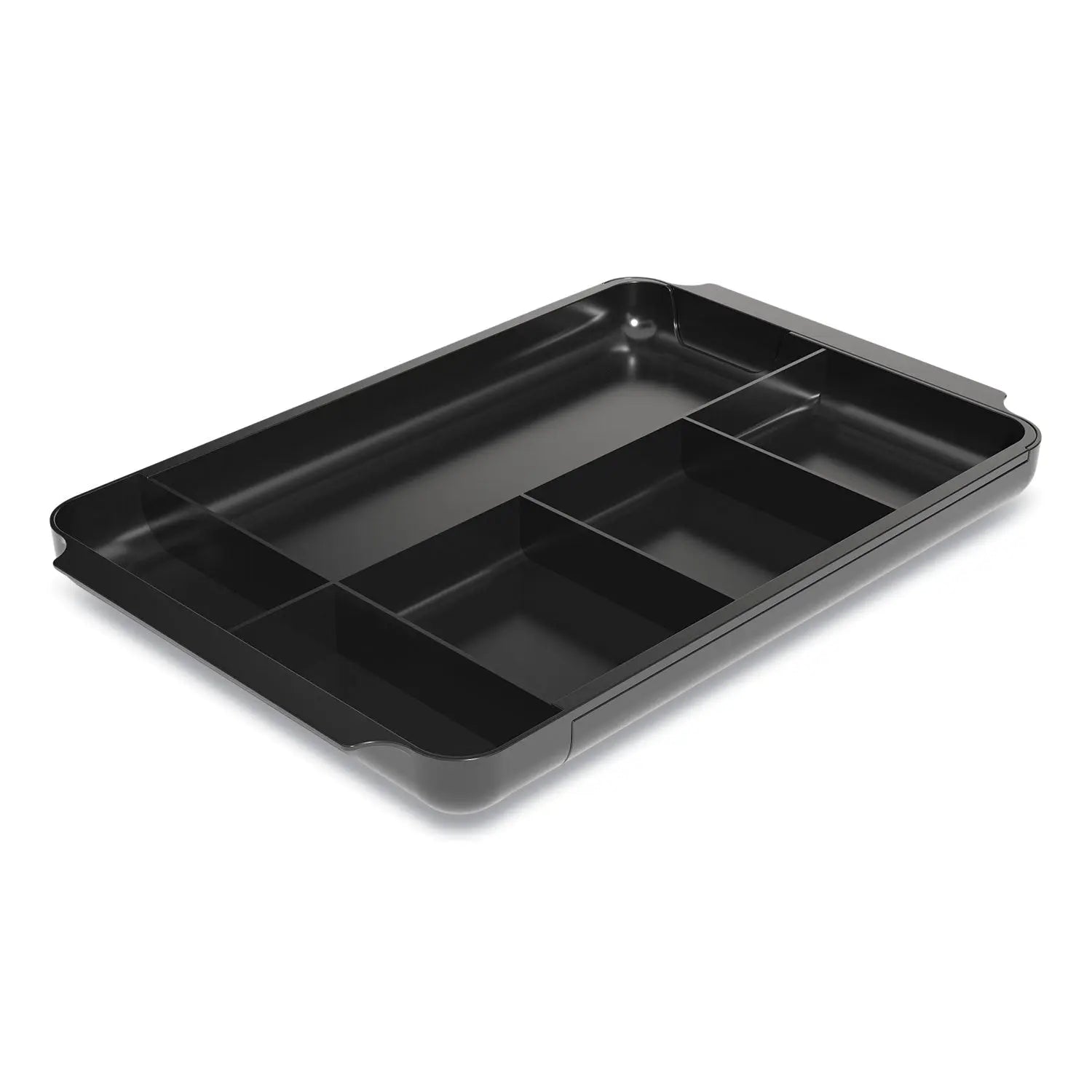 Seven-Compartment Expandable Plastic Drawer Organizer, 12.8 x 8.5 x 1.34, Black TRU RED™ Flipcost