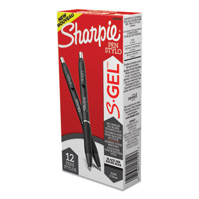 Sharpie® S-Gel™ S-Gel High-Performance Gel Pen, Retractable, Fine 0.5 mm, Black Ink, Black Barrel, Dozen Flipcost Flipcost