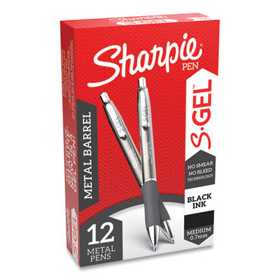 Sharpie® S-Gel™ S-Gel Premium Metal Barrel Gel Pen, Retractable, Medium 0.7 mm, Black Ink, Gun Metal Gray Barrel, Dozen Flipcost Flipcost