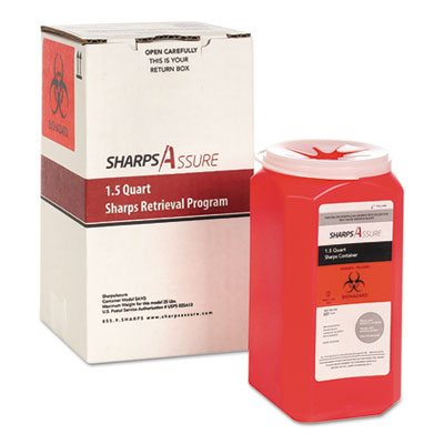 Sharps Assure Sharps Retrieval Program Containers, 1.5 qt, Plastic, Red Flipcost Flipcost