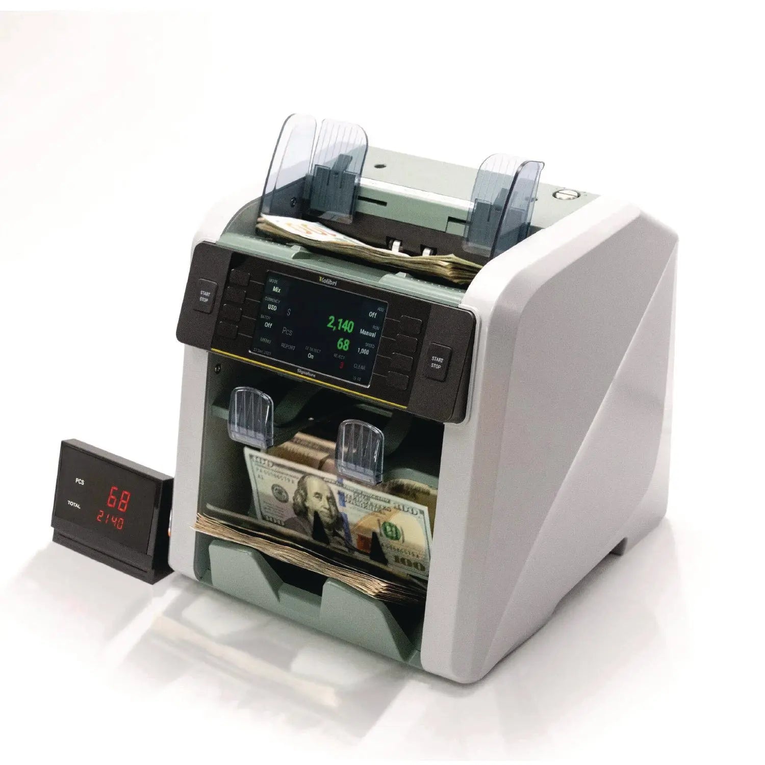 Signature Mixed Denomination Counter, 1,200 Bills/min, 10.5 x 11.7 x 10.5, Light Gray