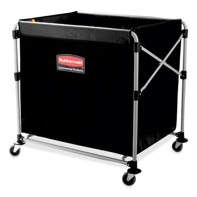 One-Compartment Collapsible X-Cart, Synthetic Fabric, 9.96 cu ft Bin, 24.1" x 35.7" x 34", Black/Silver Flipcost Flipcost