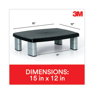 3M™ Adjustable Height Monitor Stand, 15" x 12" x 2.63" to 5.78", Black/Silver, Supports 80 lbs Flipcost Flipcost