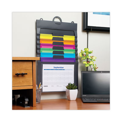 Smead™ Cascading Wall Organizer, 6 Sections, Letter Size, 14.25 x 24.25, Gray, Neon Green, Neon Orange, Neon Pink, Purple, Yellow Flipcost Flipcost