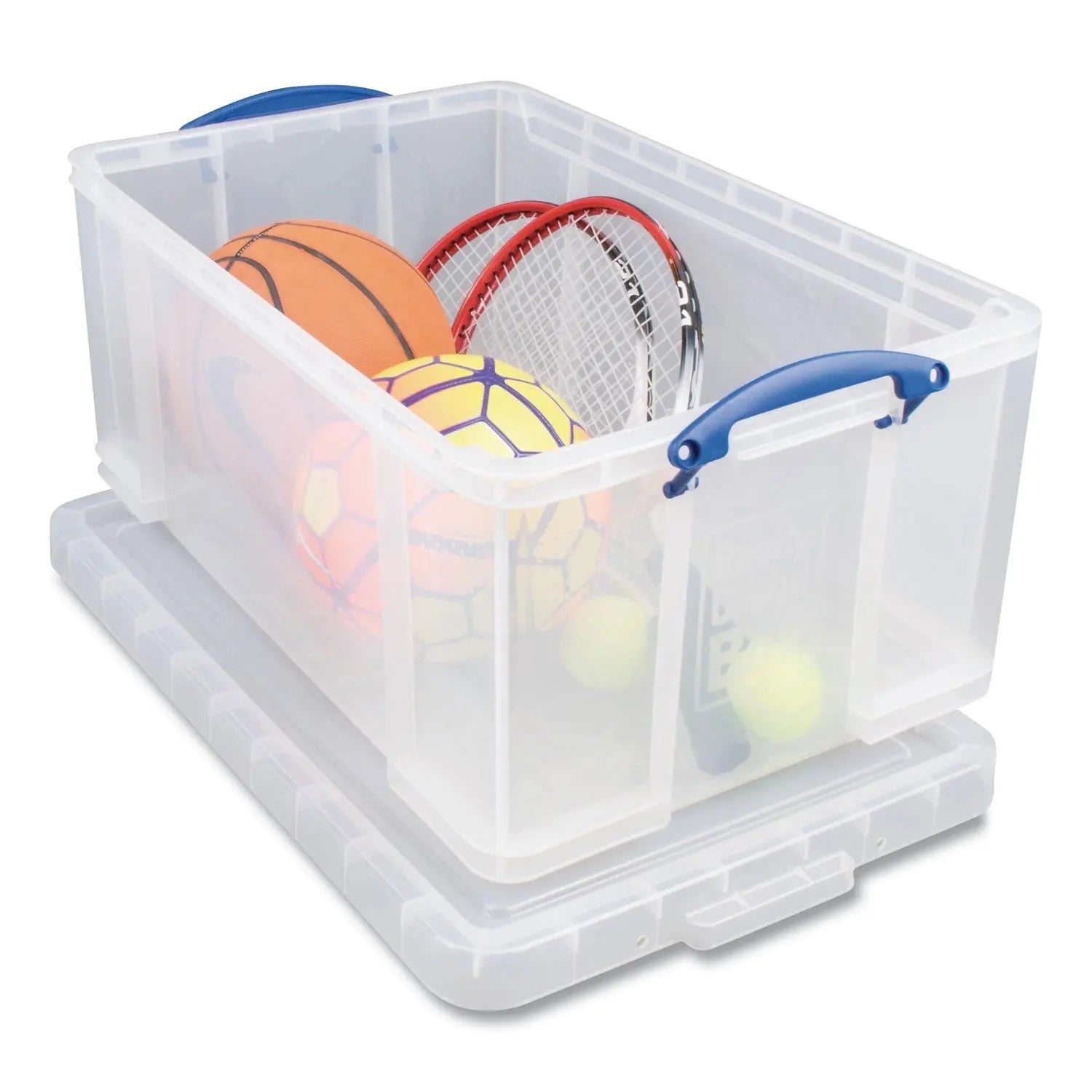 Snap-Lid Storage Bin, 16.9 gal, 17.31" x 28" x 12.25", Clear/Blue Really Useful Box® Flipcost