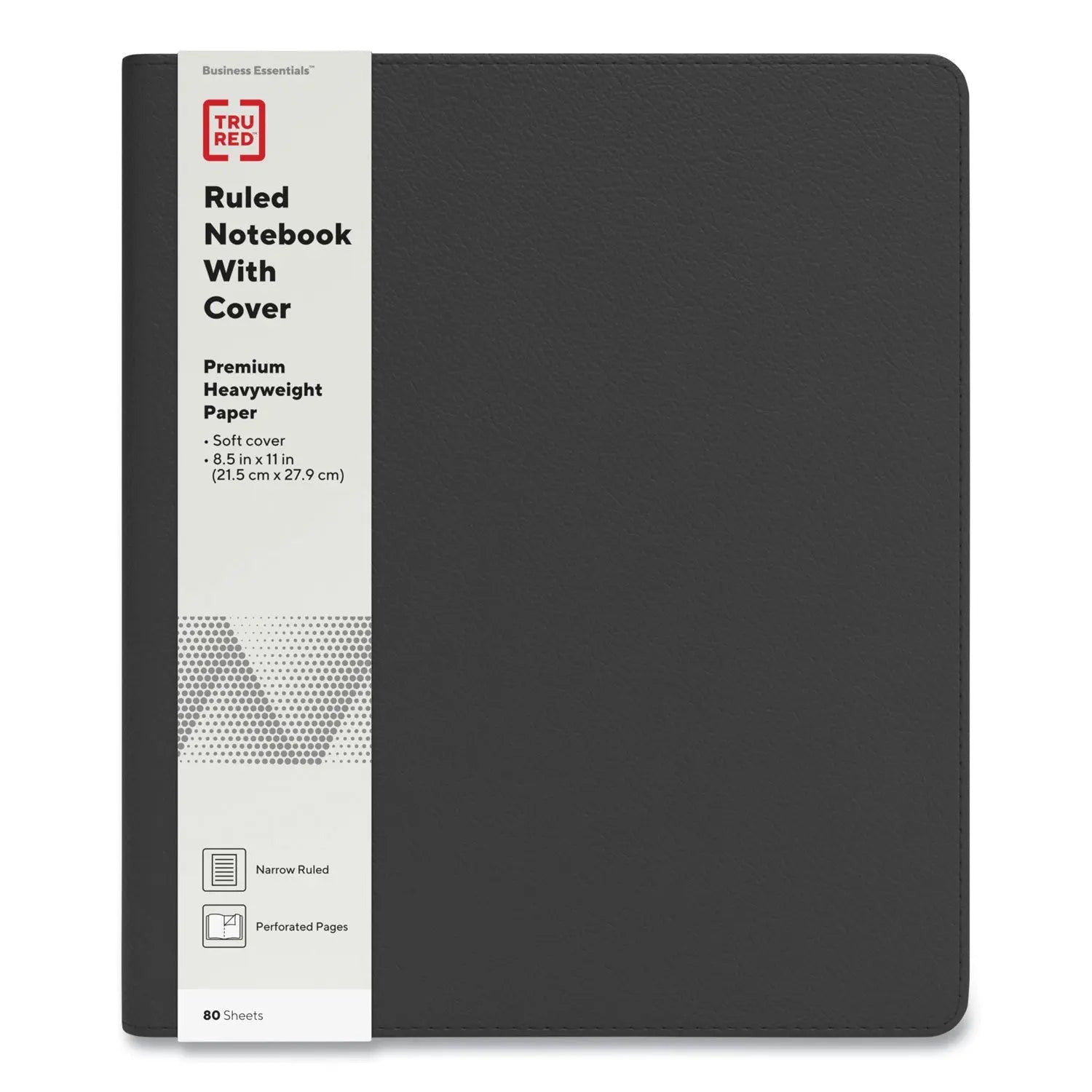 Soft-Cover Notebook Folio Set, 1-Subject, Narrow Rule, Black Cover, (80) 11 x 8.5 Sheets