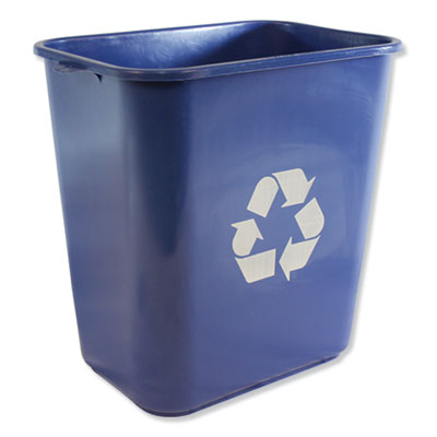 Soft-Sided Recycle Logo Plastic Wastebasket, 28 qt, Polyethylene, Blue Flipcost Flipcost