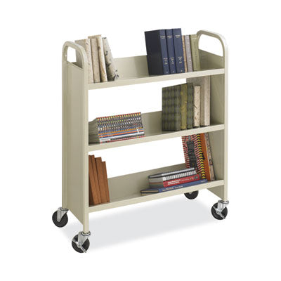 Steel Book Cart 3 Shelves 300 lb Capacity, 36" x 14.5" x 43.5", Sand Flipcost Flipcost