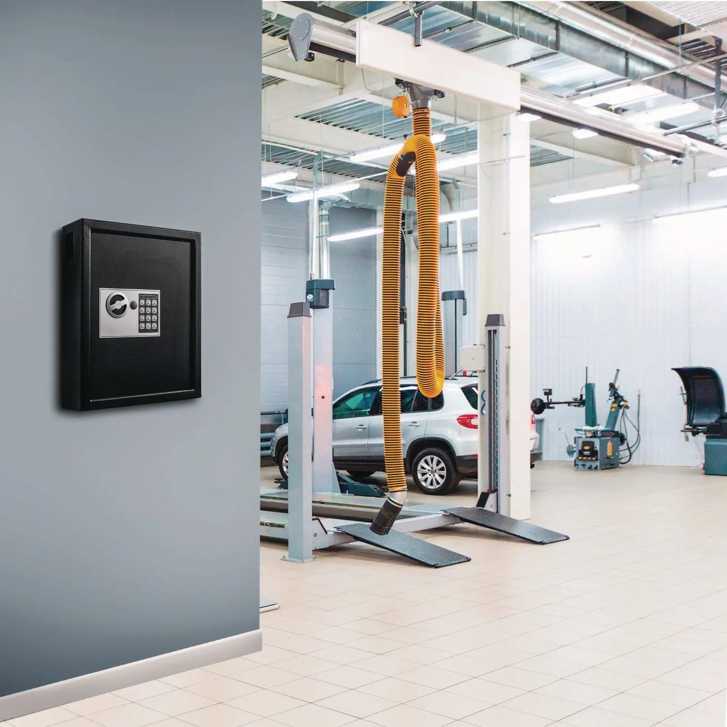 Steel Digital Lock Key Cabinet, 40-Key, 13 x 4 x 14.3, Stainless Steel 304, Black AdirOffice Flipcost