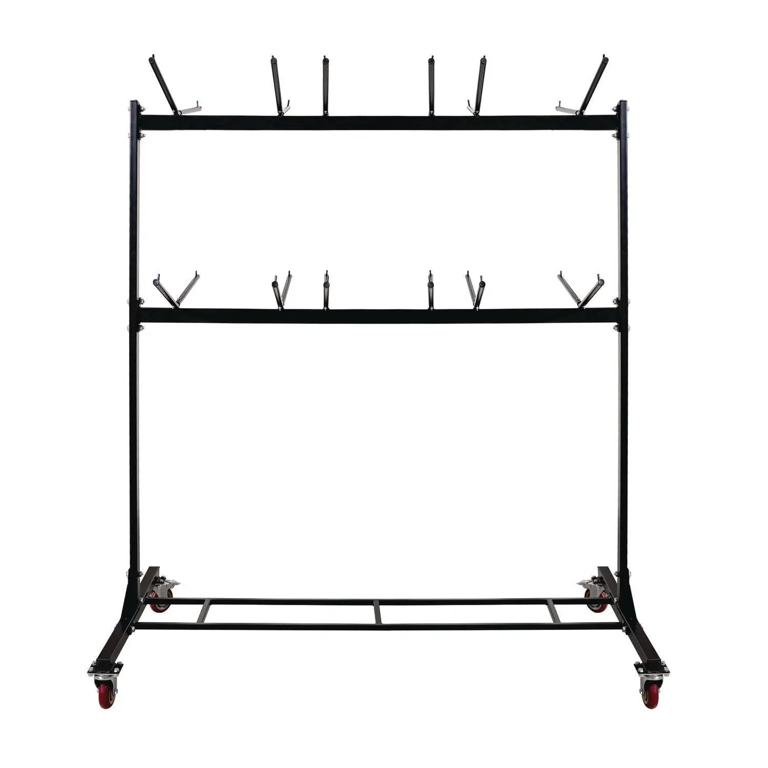 Steel Folding Chair Two-Tier Utility Cart, Metal, 1,000 lb Capacity, 33 x 65 x 68.5, Black