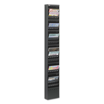 Steel Magazine Rack Black 23 Compartments, 10w x 4d x 65.5h, Flipcost Flipcost