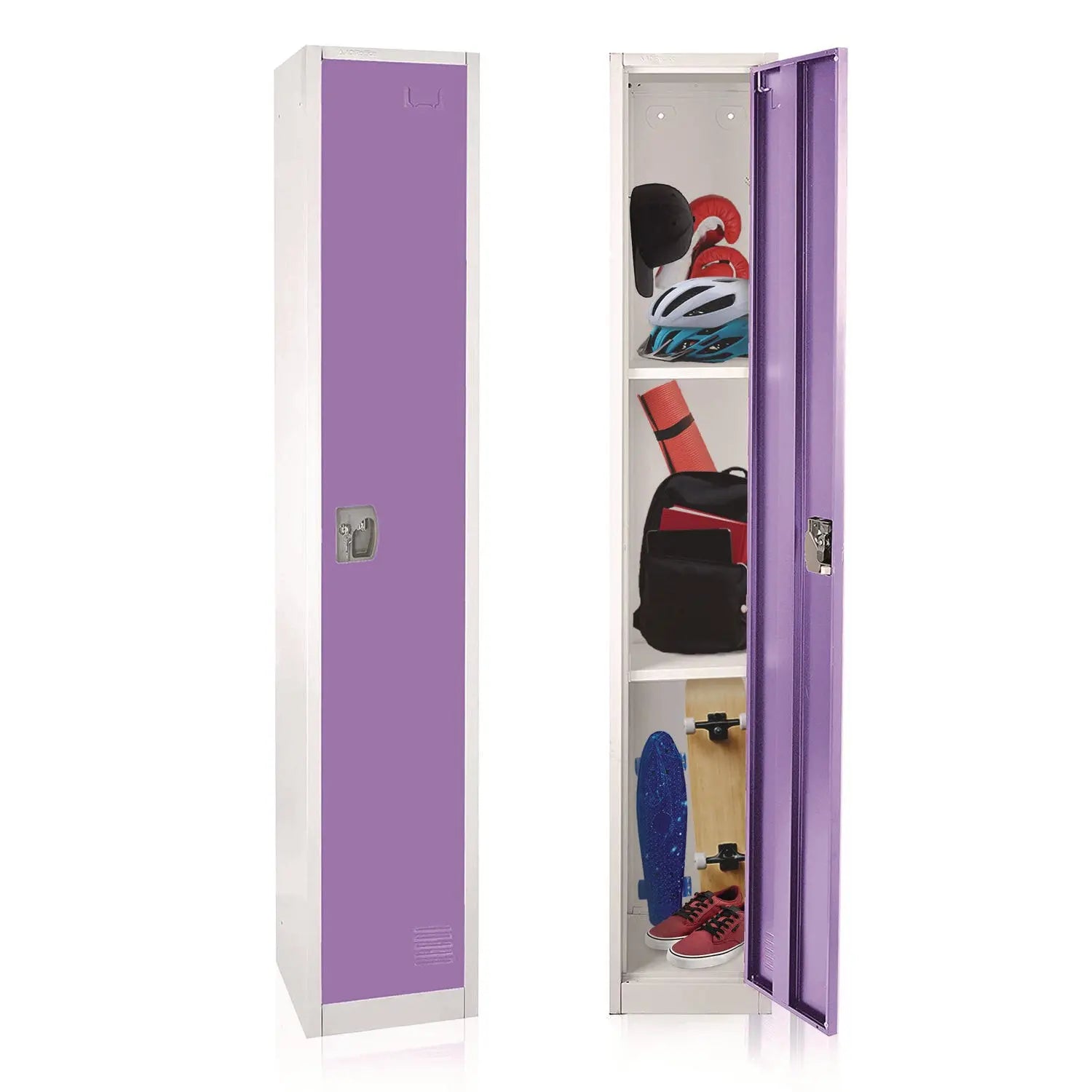 Steel Storage Locker, 1 Compartment, 12 x 12 x 72, Purple AdirOffice Flipcost