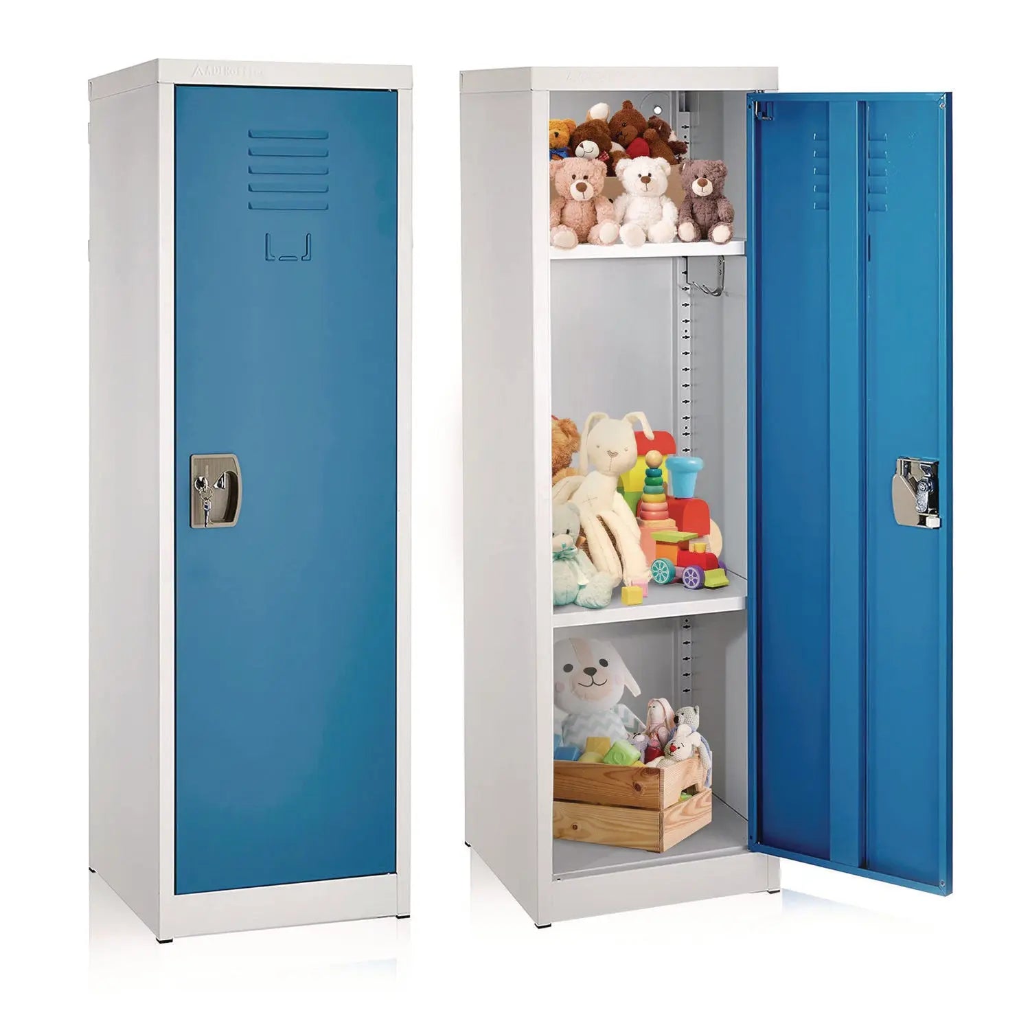 Steel Storage Locker, 1 Compartment, 15 x 15 x 48, Blue AdirOffice Flipcost