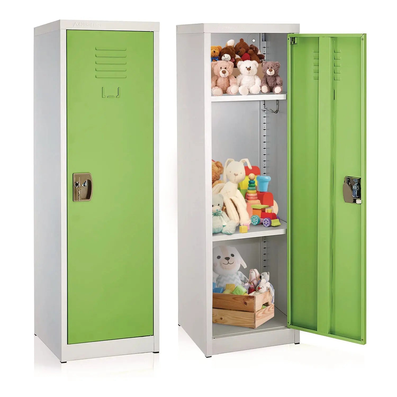 Steel Storage Locker, 1 Compartment, 15 x 15 x 48, Green AdirOffice Flipcost