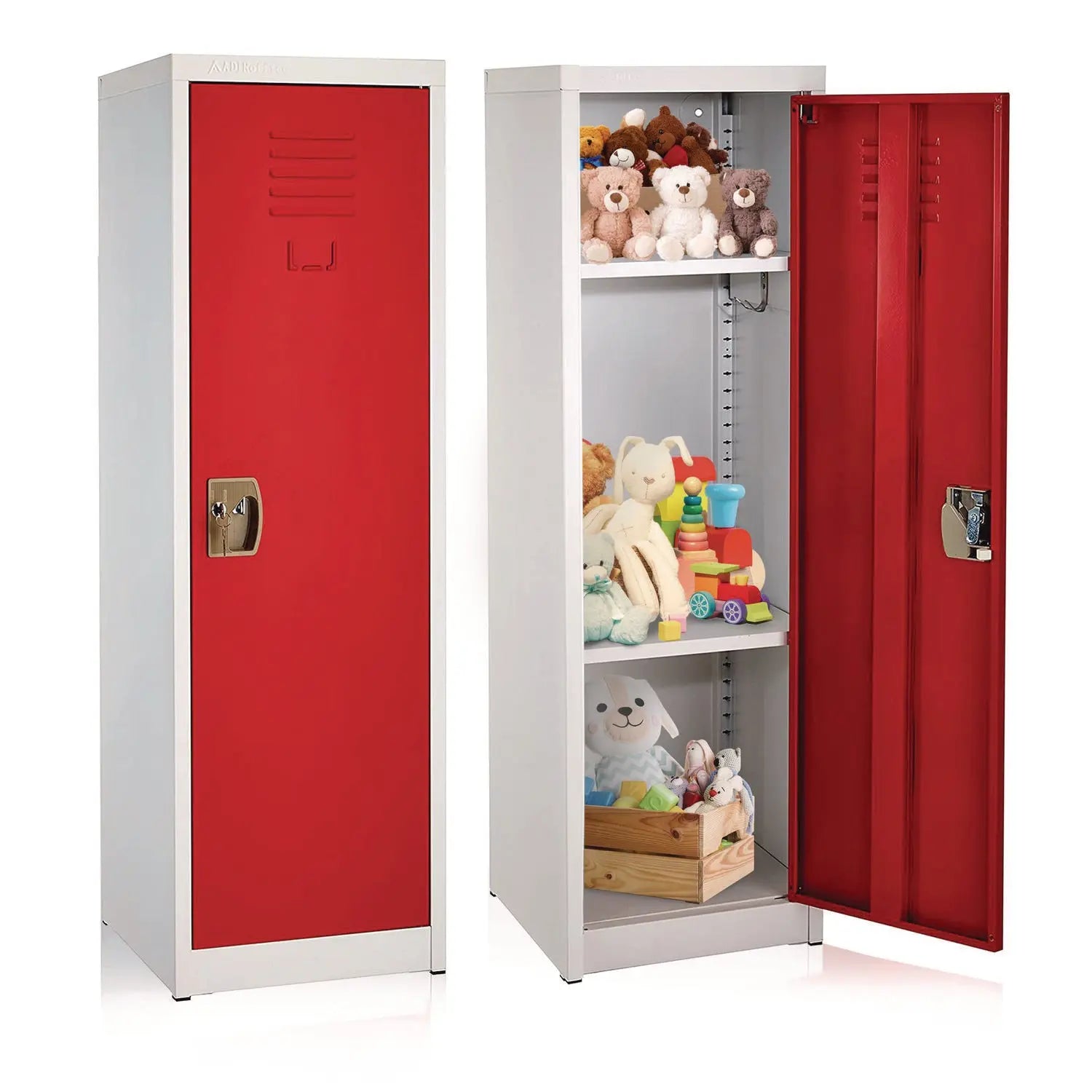 Steel Storage Locker, 1 Compartment, 15 x 15 x 48, Red AdirOffice Flipcost