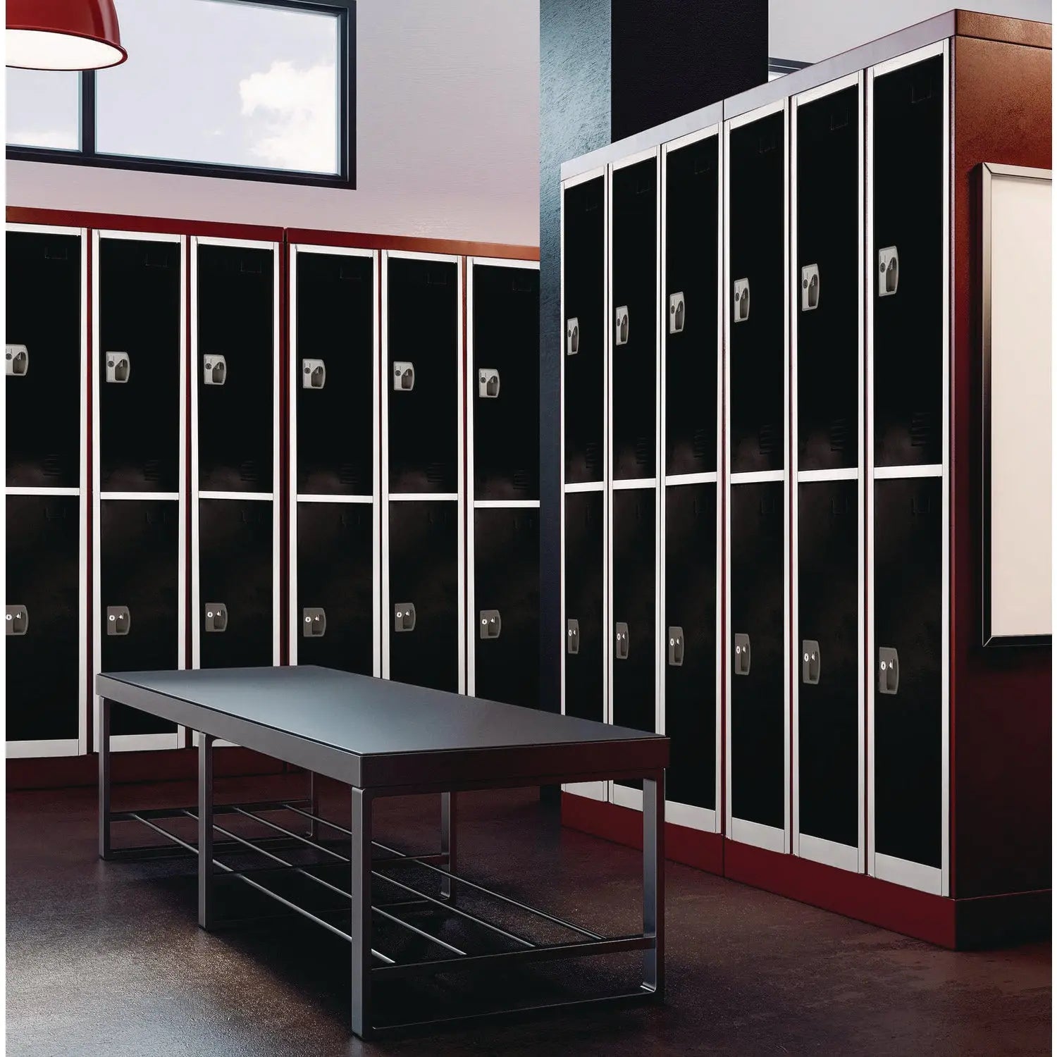 Steel Storage Locker, 2 Compartment, 12 x 12 x 72, Black AdirOffice Flipcost