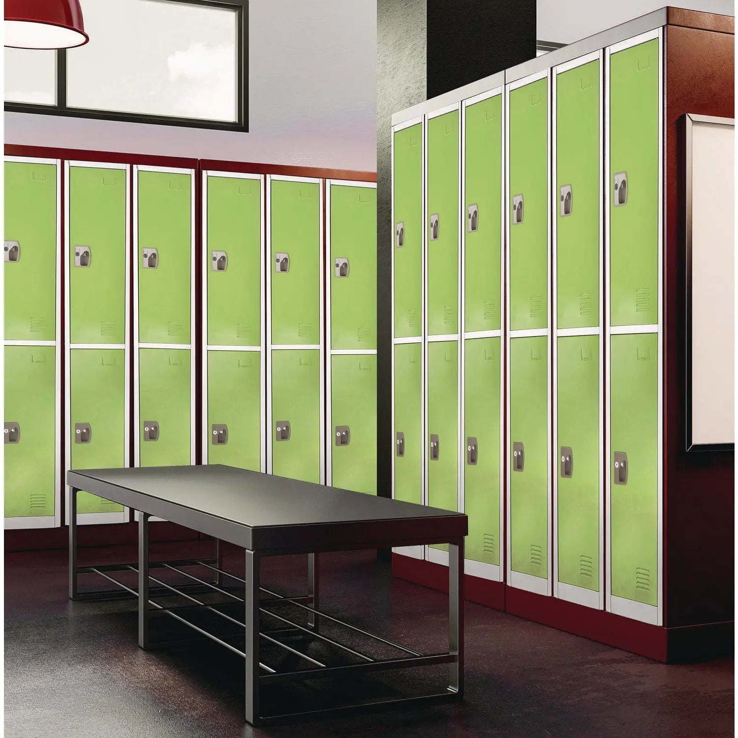 Steel Storage Locker, 2 Compartment, 12 x 12 x 72, Green AdirOffice Flipcost