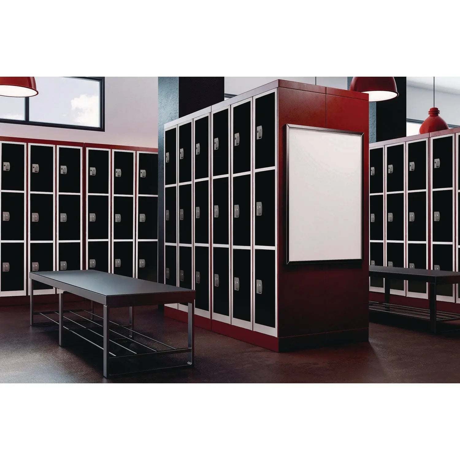 Steel Storage Locker, 3 Compartment, 12 x 12 x 72, Black AdirOffice Flipcost