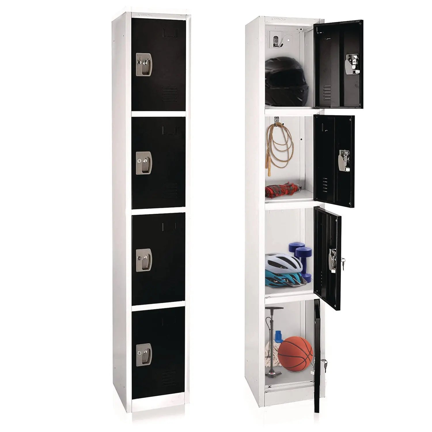 Steel Storage Locker, 4 Compartment, 12 x 12 x 72, Black AdirOffice Flipcost