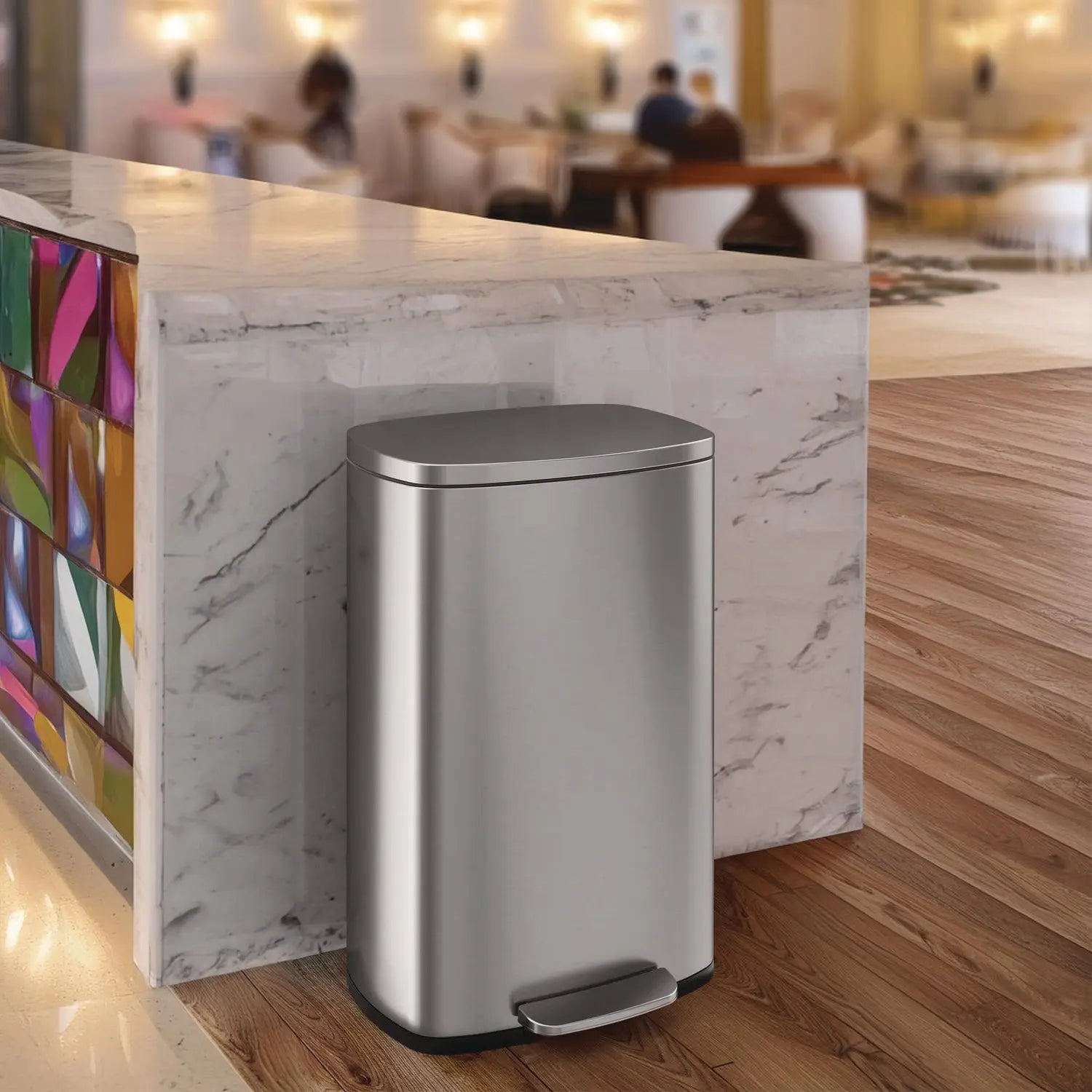 Step Pedal Trash Can, 13 gal, Plastic/Stainless Steel, Silver HLS Commercial® Flipcost