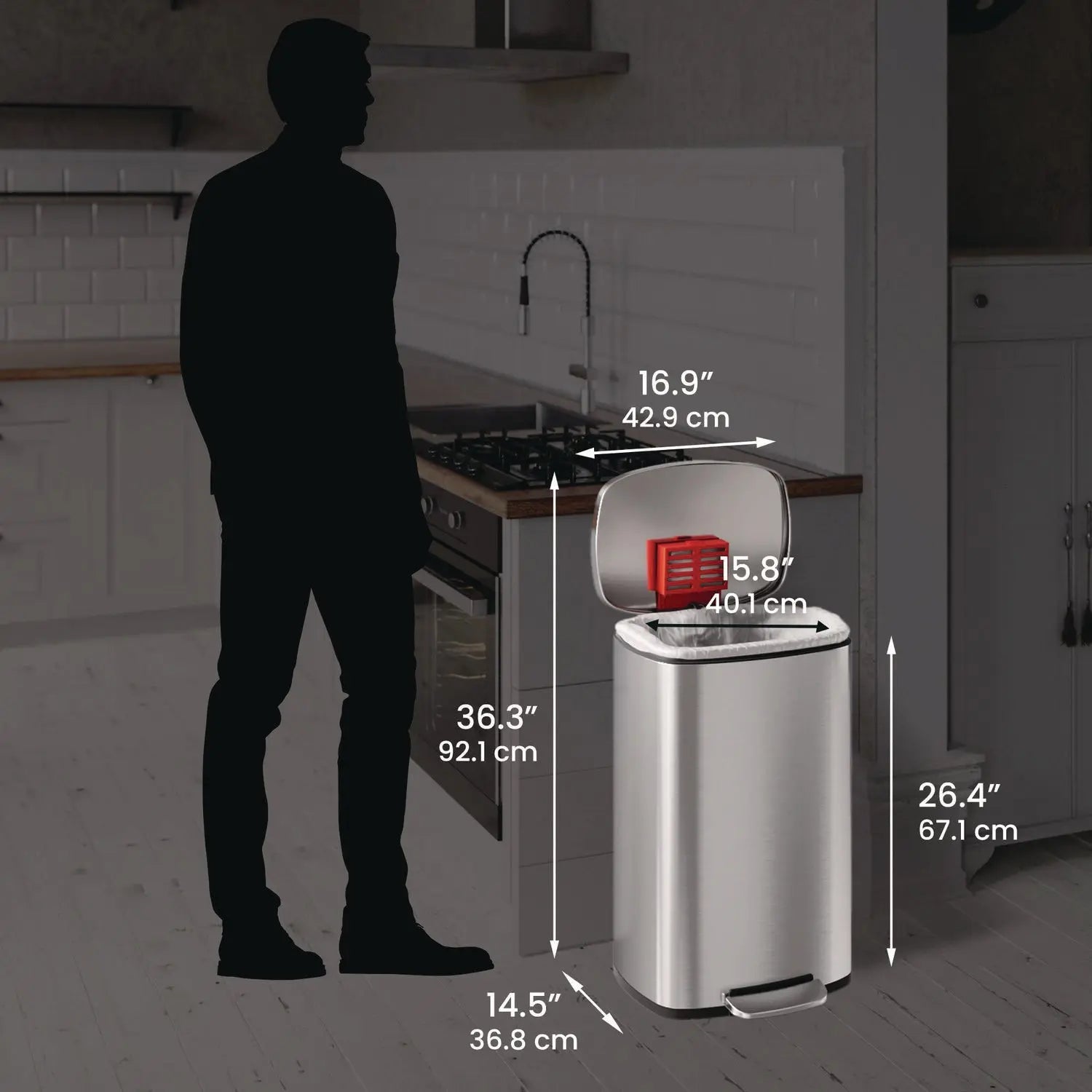 Step Pedal Trash Can, 13 gal, Plastic/Stainless Steel, Silver HLS Commercial® Flipcost