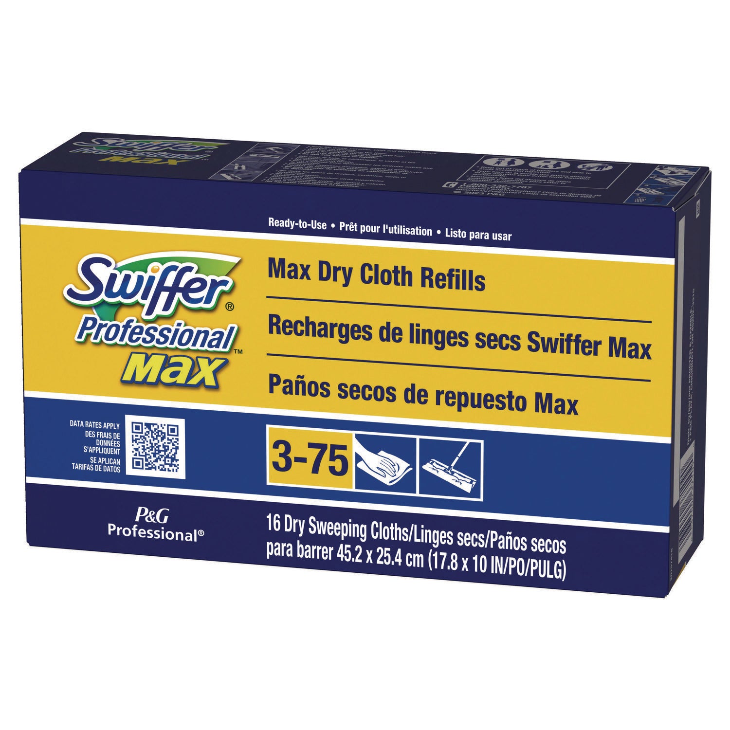 Swiffer® Max/XL Dry Refill Cloths, 17.88 x 10, White, 16/Box, 6 Boxes/Carton