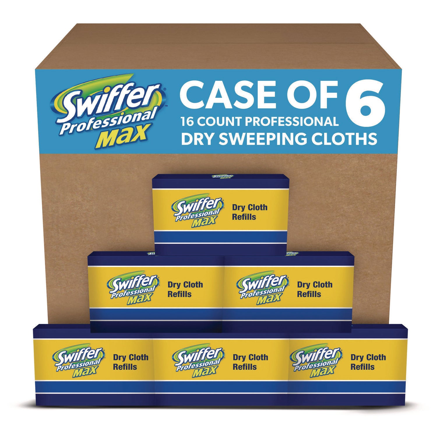Swiffer® Max/XL Dry Refill Cloths, 17.88 x 10, White, 16/Box, 6 Boxes/Carton