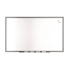 TRU RED™ Magnetic Porcelain Dry Erase Board, 60" x 36", White Surface, Gray/Natural Aluminum Frame