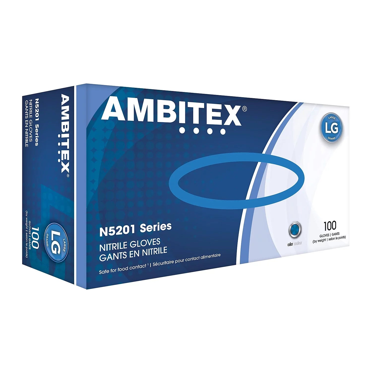 AMBITEX® N5201 SERIES POWDER-FREE NITRILE GLOVES, SMALL, BLUE, 100/BOX
