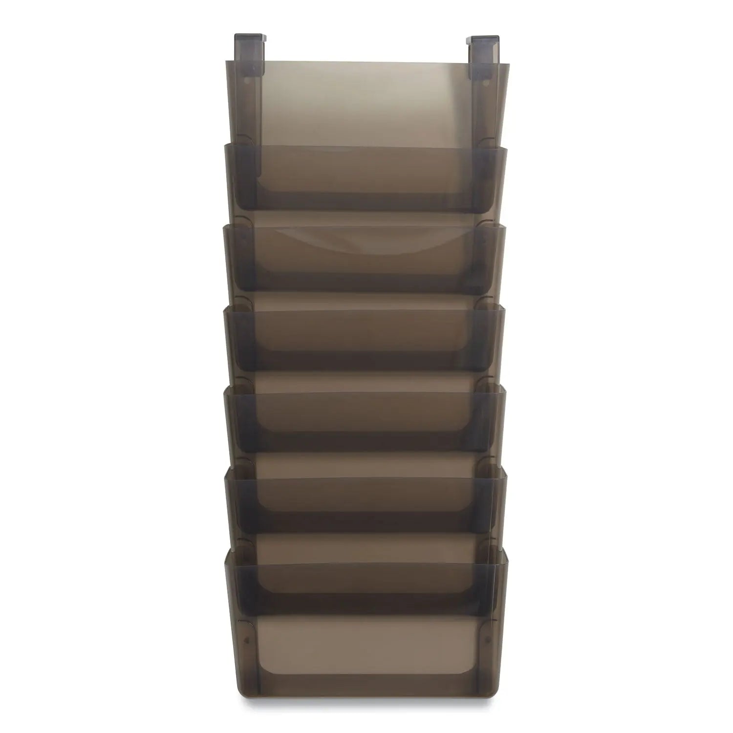 Unbreakable Plastic Wall File, 7 Sections, Letter Size, 13" x 3.81" x 30.78", Smoke