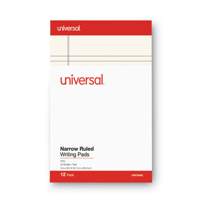 Universal® Colored Perforated Ruled Writing Pads, Narrow Rule, 50 Ivory 5 x 8 Sheets, Dozen Flipcost Flipcost