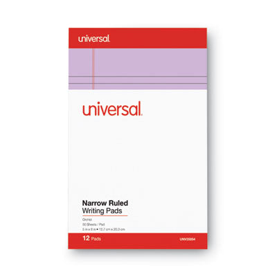 Universal® Colored Perforated Ruled Writing Pads, Narrow Rule, 50 Orchid 5 x 8 Sheets, Dozen Flipcost Flipcost