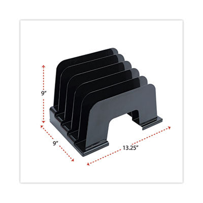 Universal® Recycled Plastic Incline Sorter, 5 Sections, Letter Size Files, 13.25" x 9" x 9", Black Flipcost Flipcost