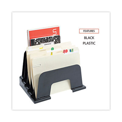 Universal® Recycled Plastic Incline Sorter, 5 Sections, Letter Size Files, 13.25" x 9" x 9", Black Flipcost Flipcost
