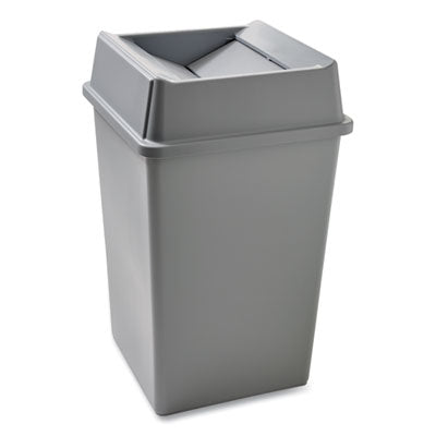 Untouchable Square Gray Plastic Waste Receptacle, 35 gal, Plastic, Gray Flipcost Flipcost