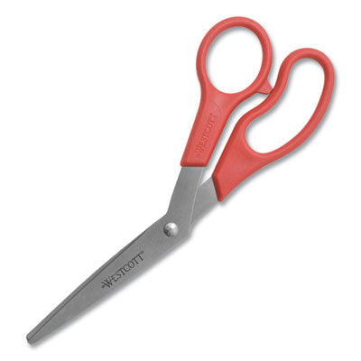 Value Line Stainless Steel Shears, 8" Long, 3.5" Cut Length, Red Offset Handle Flipcost Flipcost