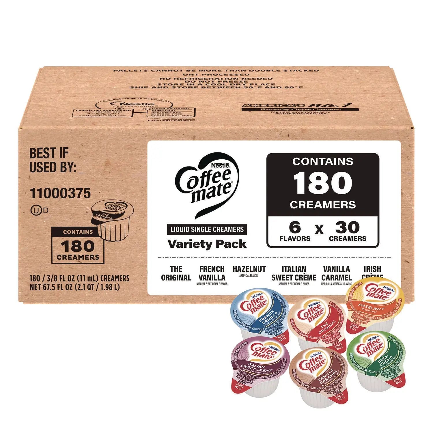 Variety Pack, Assorted Flavors, 0.38 oz Mini Cups, 180/Carton