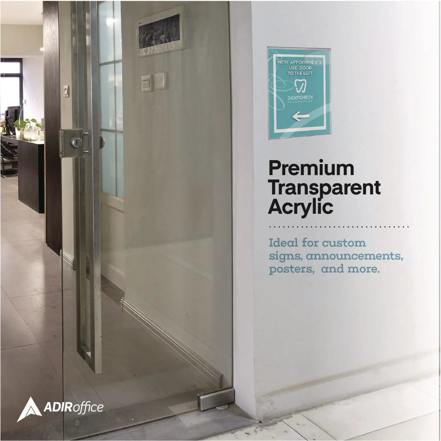 Wall Mount Side-Loading Acrylic Sign Holders, 8 x 11, Clear Frame, 6/Pack AdirOffice Flipcost