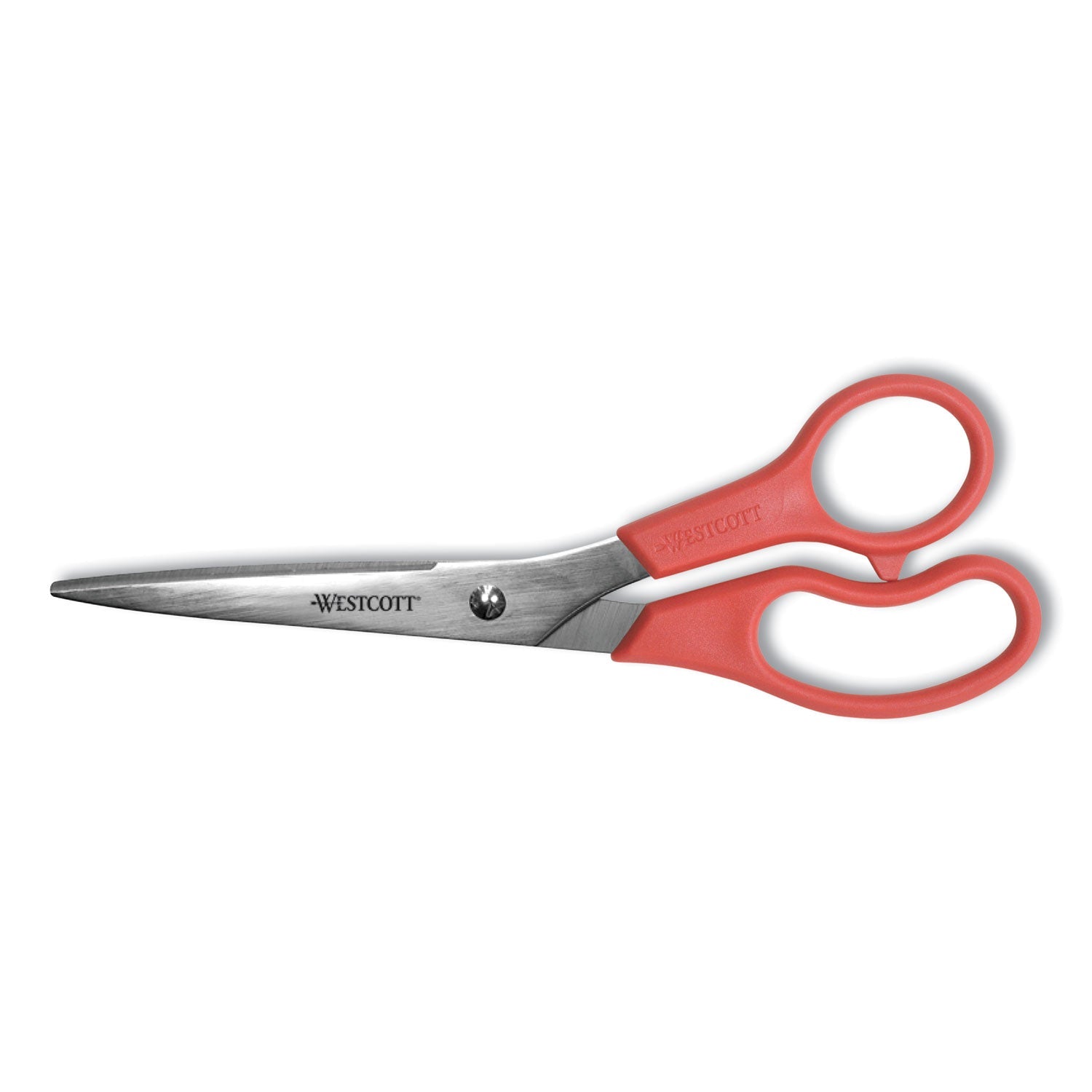 Westcott® Value Line Stainless Steel Shears, 8" Long, 3.5" Cut Length, Offset Red Handle