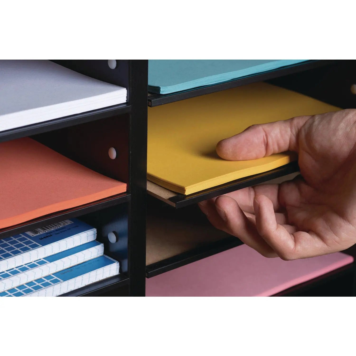 Wood Adjustable 24 Compartment Literature Organizer, 24 Sections, Letter Size, 39.3 x 11.8 x 16.3, Black AdirOffice Flipcost