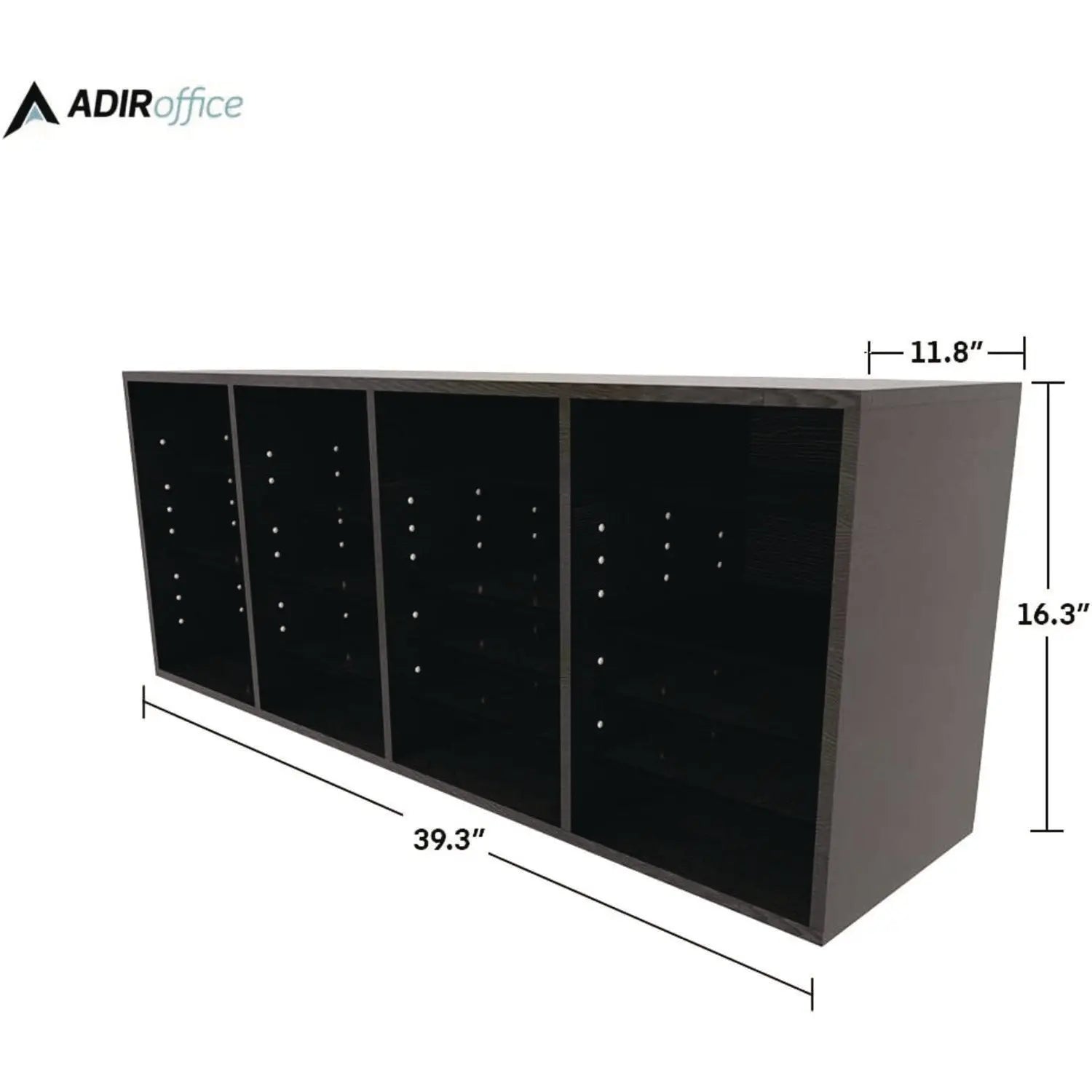 Wood Adjustable 24 Compartment Literature Organizer, 24 Sections, Letter Size, 39.3 x 11.8 x 16.3, Black AdirOffice Flipcost