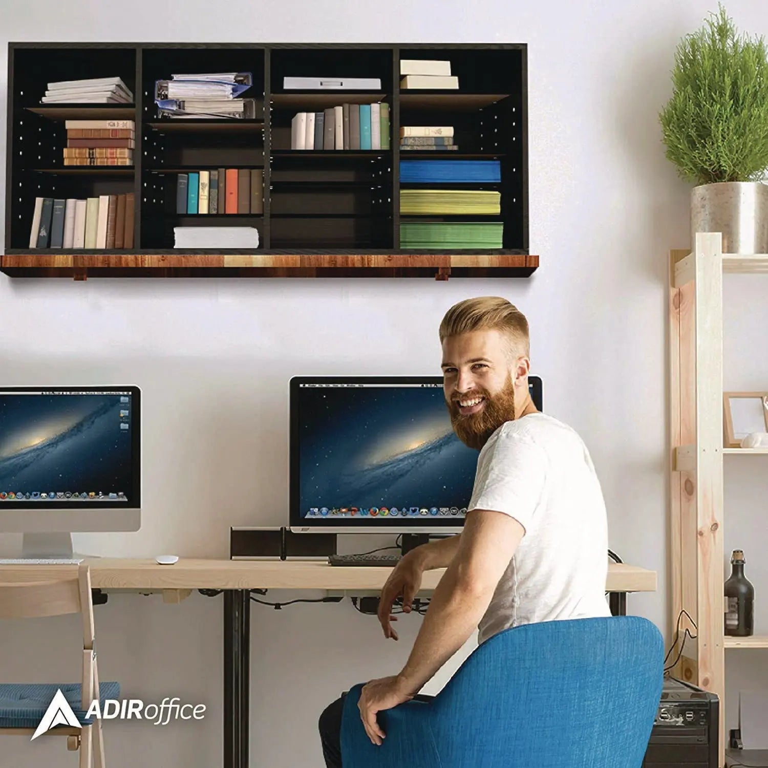 Wood Adjustable 24 Compartment Literature Organizer, 24 Sections, Letter Size, 39.3 x 11.8 x 16.3, Black AdirOffice Flipcost